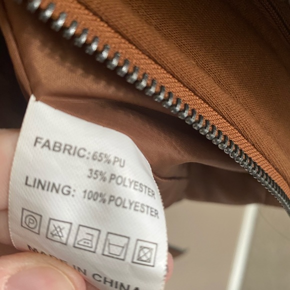 Brown/tan faux leather jacket, size small - Picture 7 of 11